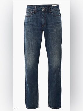 rag & bone Men's Slim Straight Jeans in Dark Blue Denim Fit 3 Stretch
